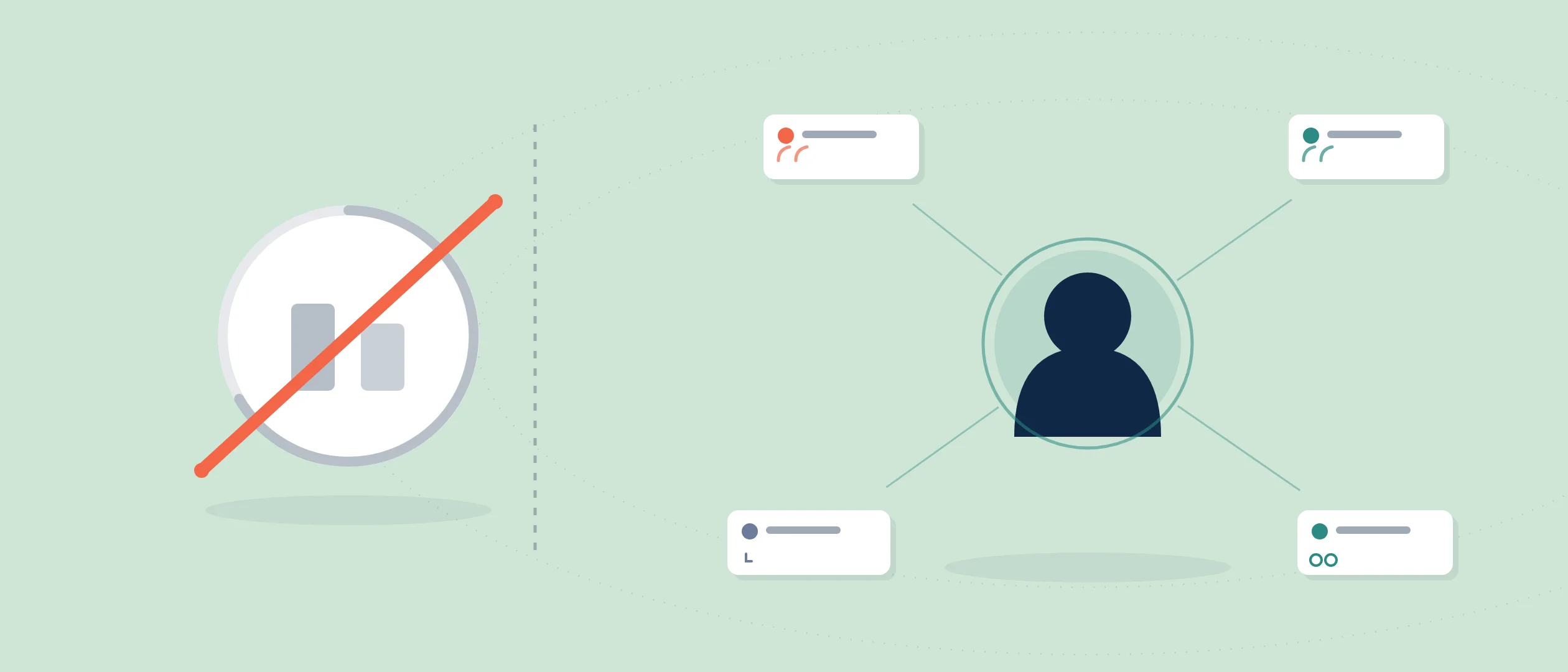 AI composite deal score struck through beside a sales rep surrounded by local customer knowledge