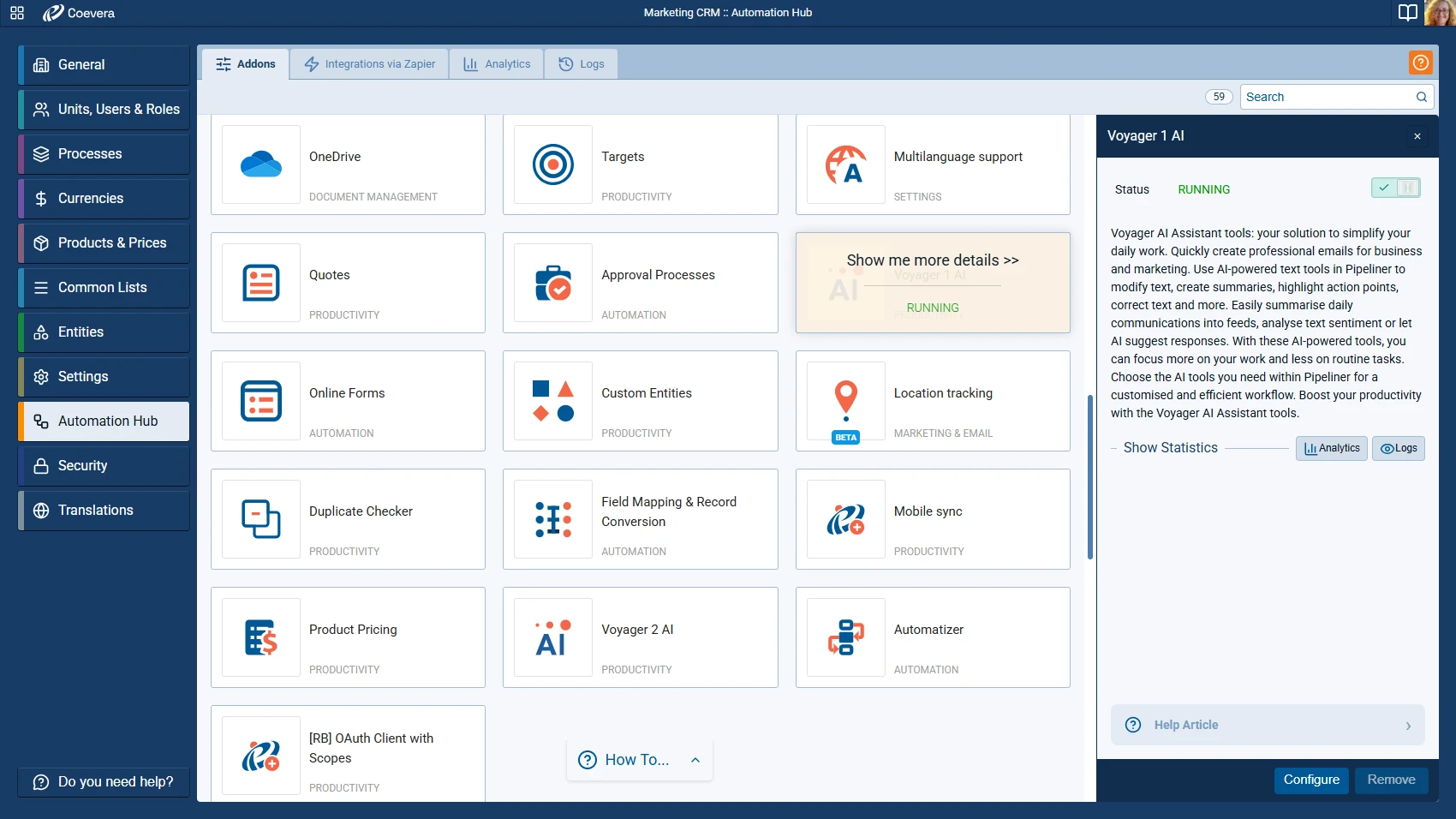 Coevera integrations and connected apps