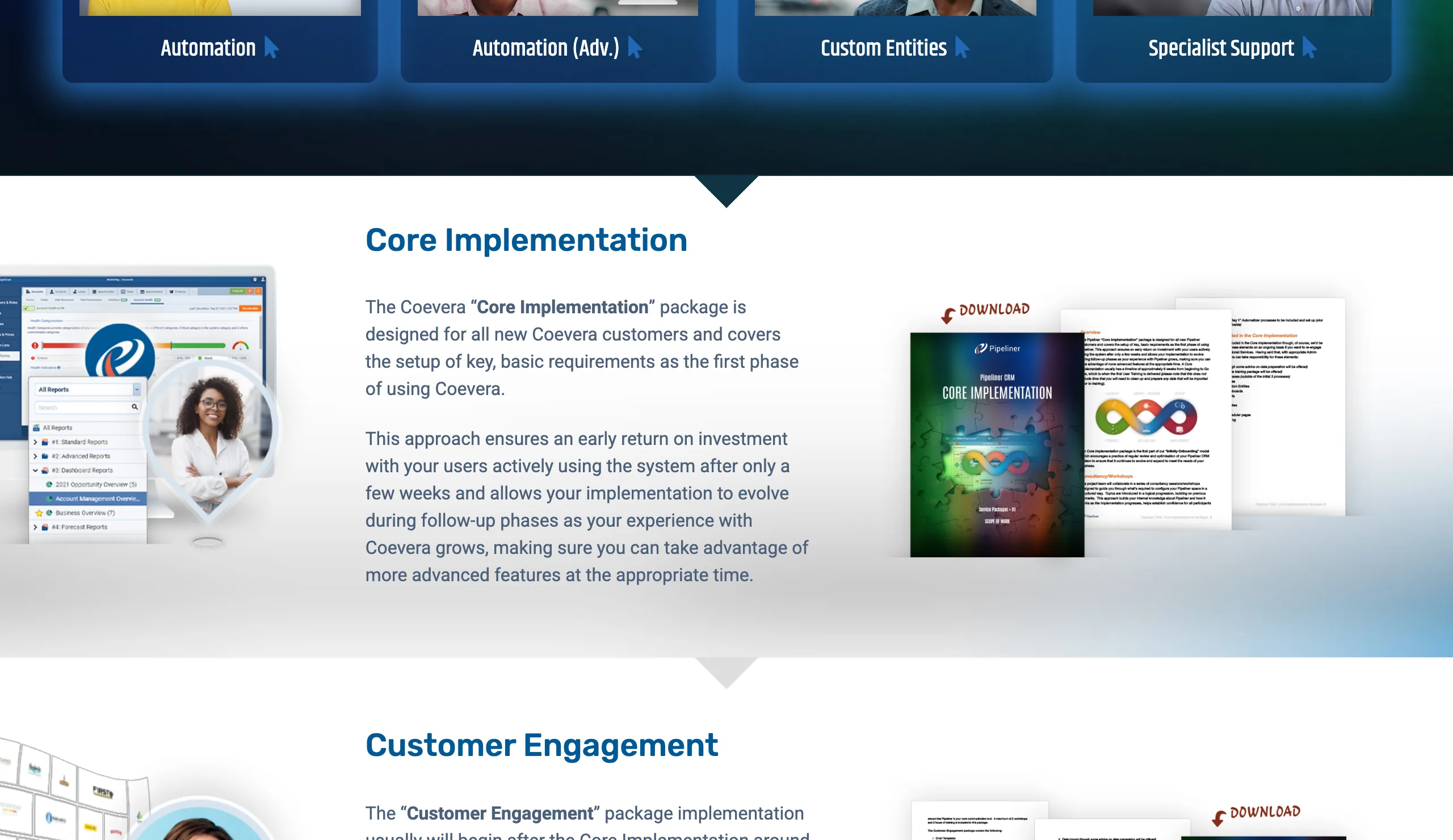 Preview of the Implementation Packages page