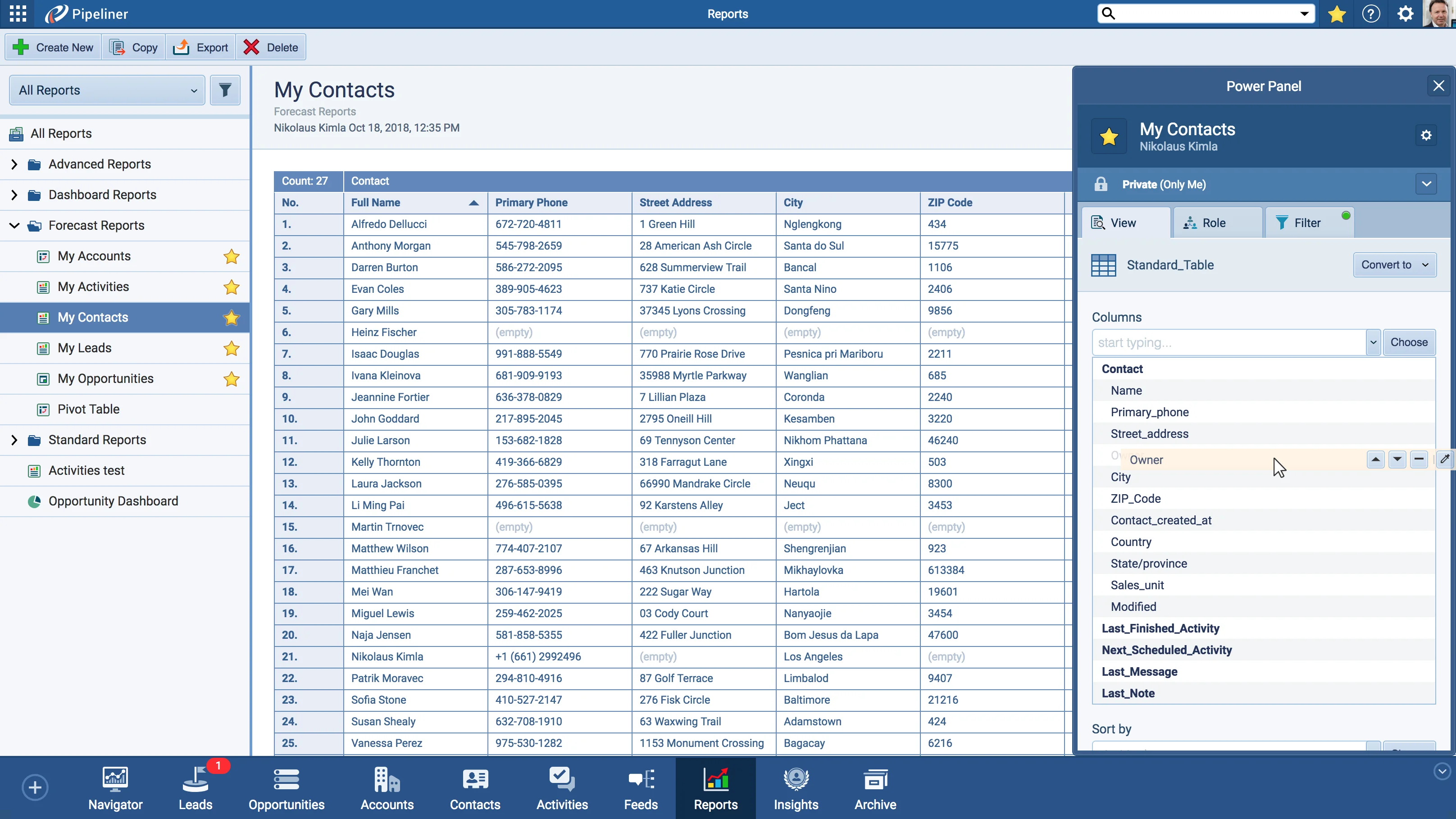 Reports Drag and Drop
