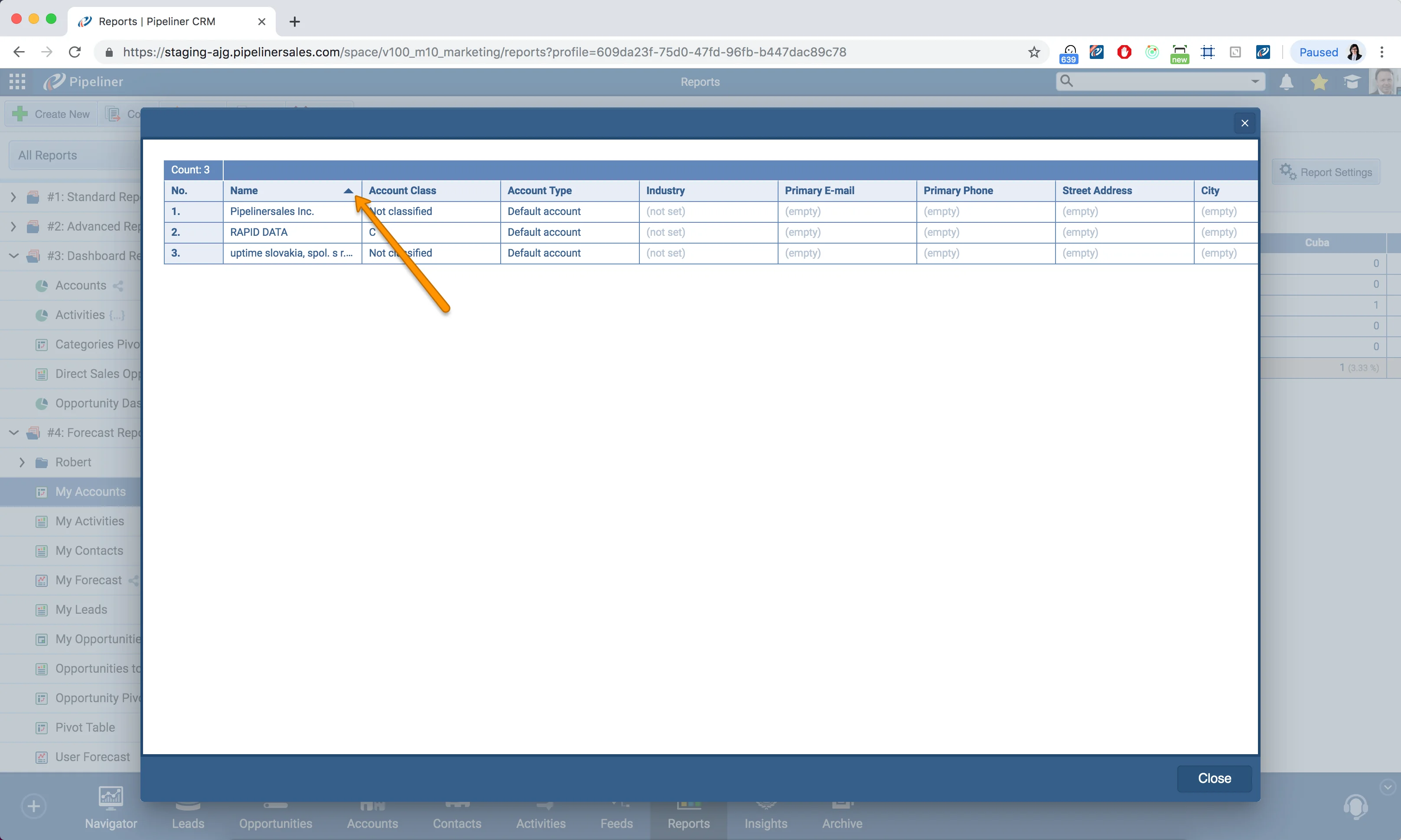 Pivot Reports Sorting