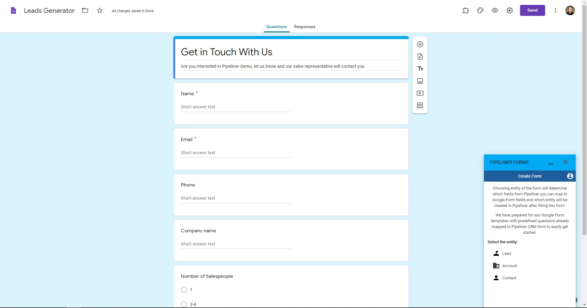 Google Forms Web Forms Add in