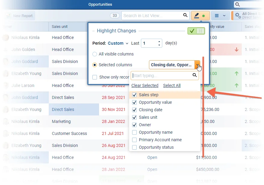 Highlighting Changes