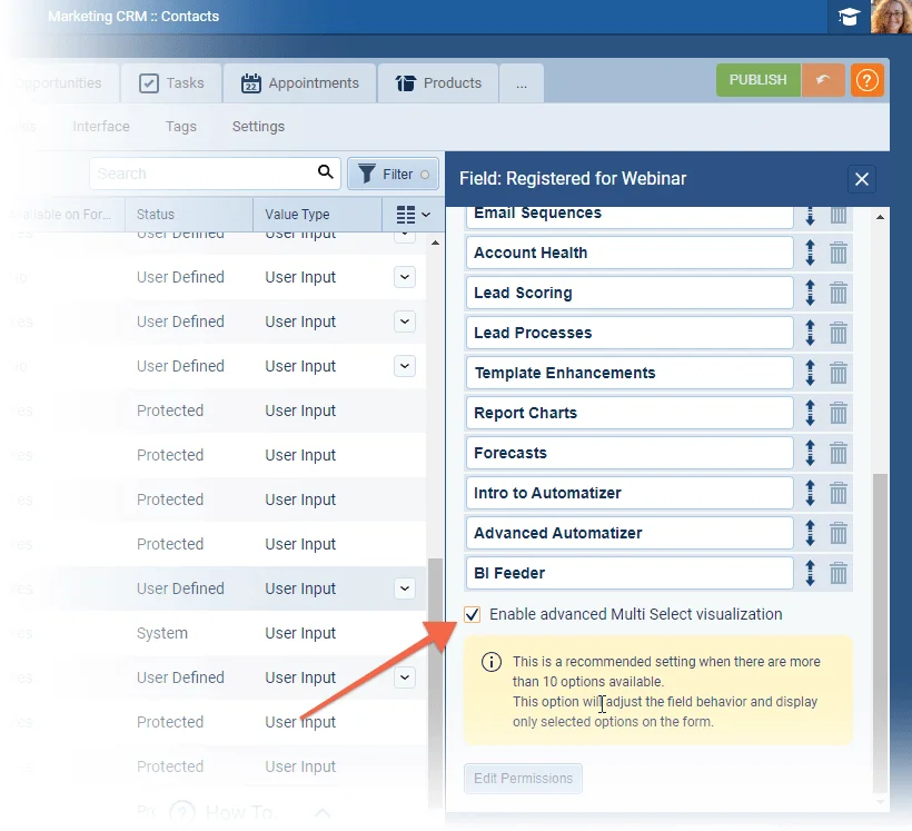 Multi Select checkbox fields