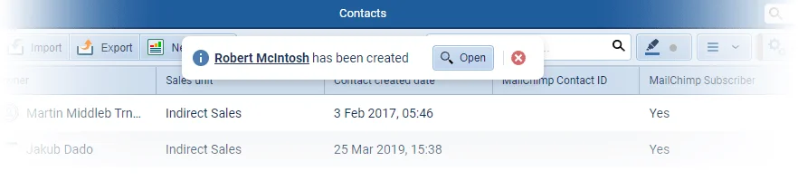 Notifications on Creating Records