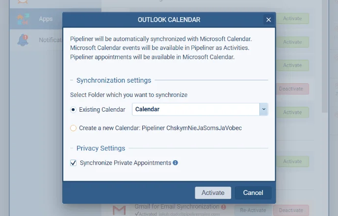 Calendar synchronization of Private Appointments