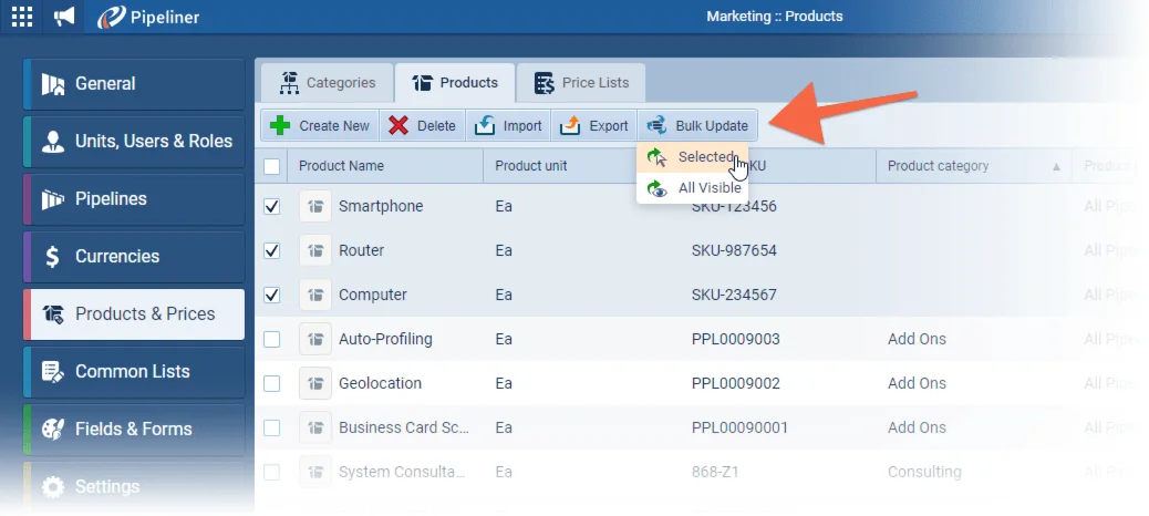 Product Management › Bulk Update