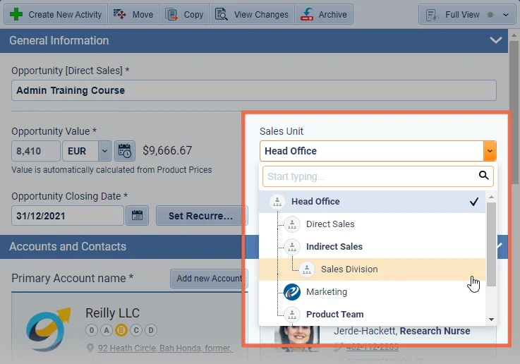 Sales Unit Selector