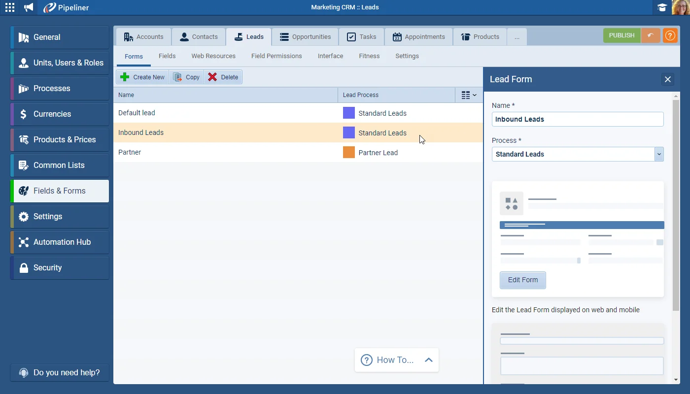 Brand new Lead Forms
