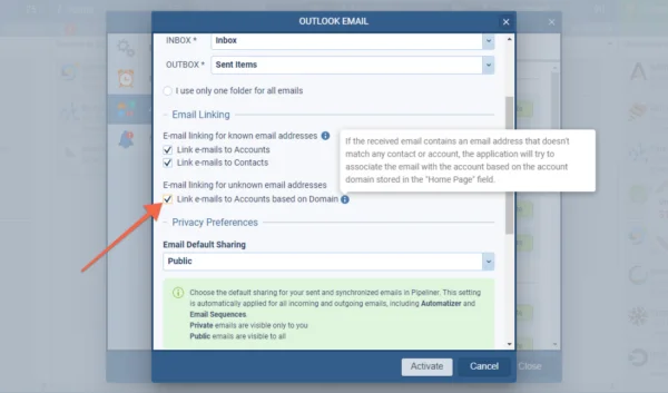Linking emails based on domain