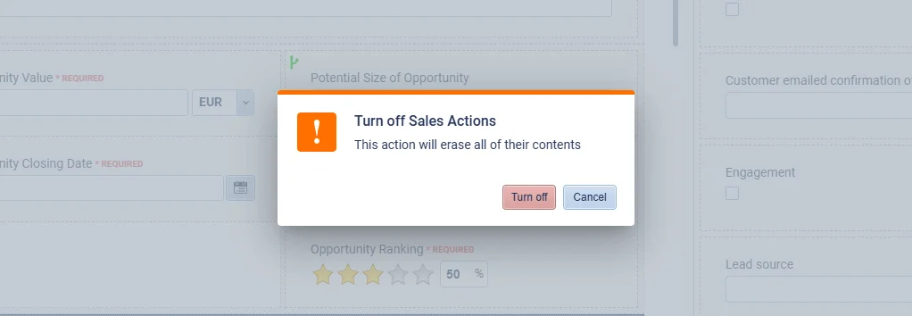 Administration › Removing Sales Actions section from an Opportunity Form