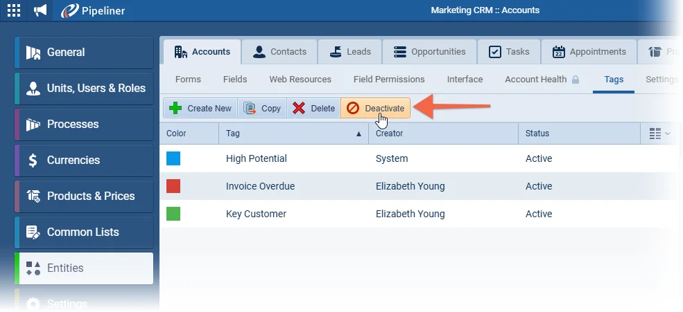 (De)Activating Tags