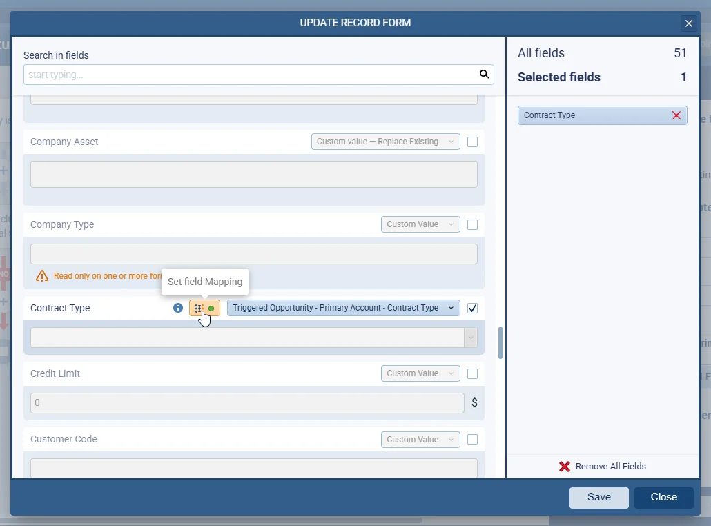 Automatizer – mapping validated field values from one entity to another