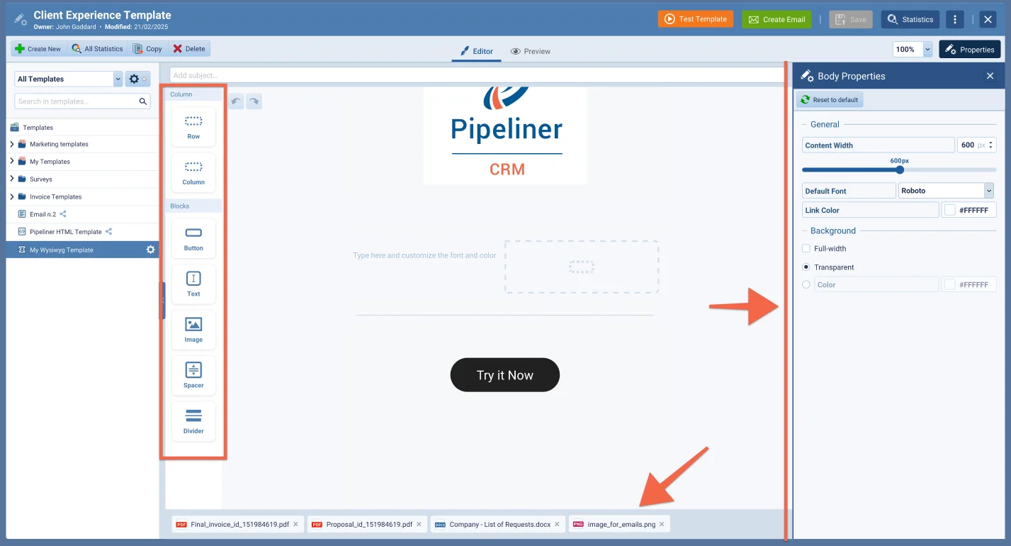 Visual Editor Layout