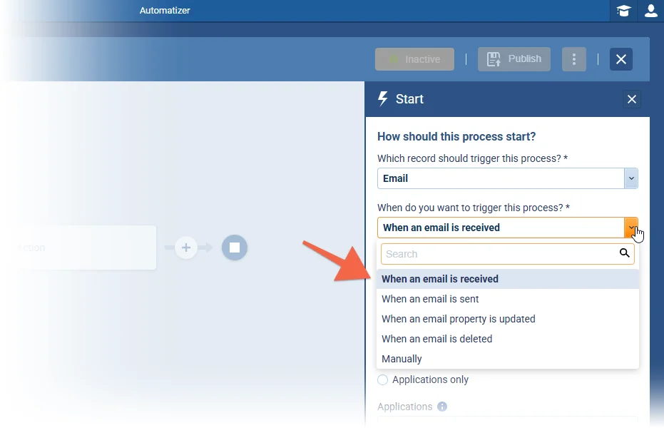 Automatizer › Email as a Process Trigger