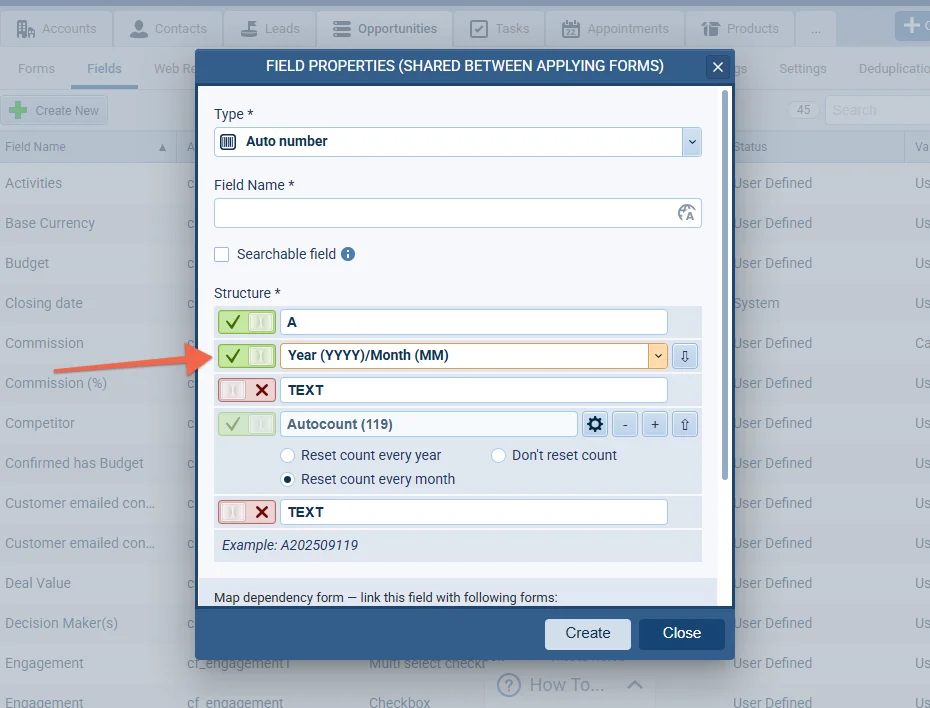 Admin › Entities › Autonumber Fields
