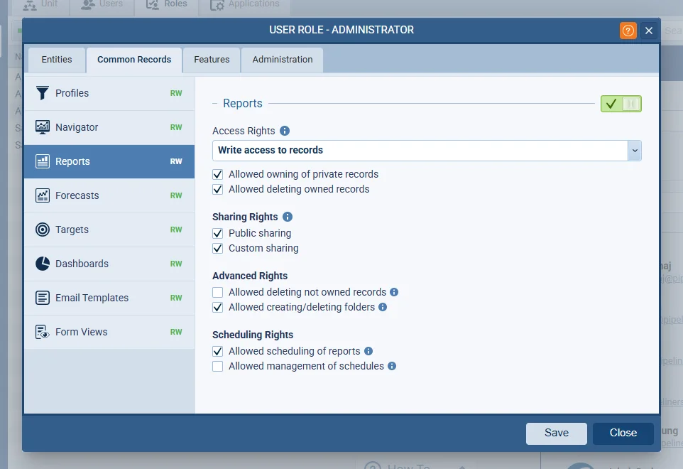 Reports — ability to see all scheduled reports