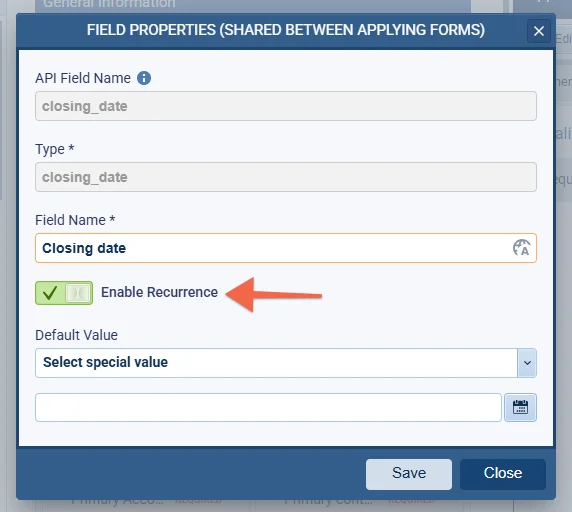 Admin: Ability to completely remove the recurrence button