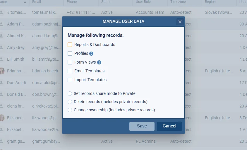 Deactivated User Data Management Updates