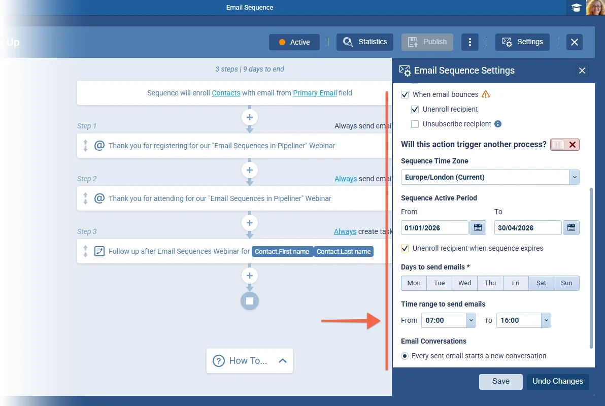 Email Sequences: Added Start Date and End Date