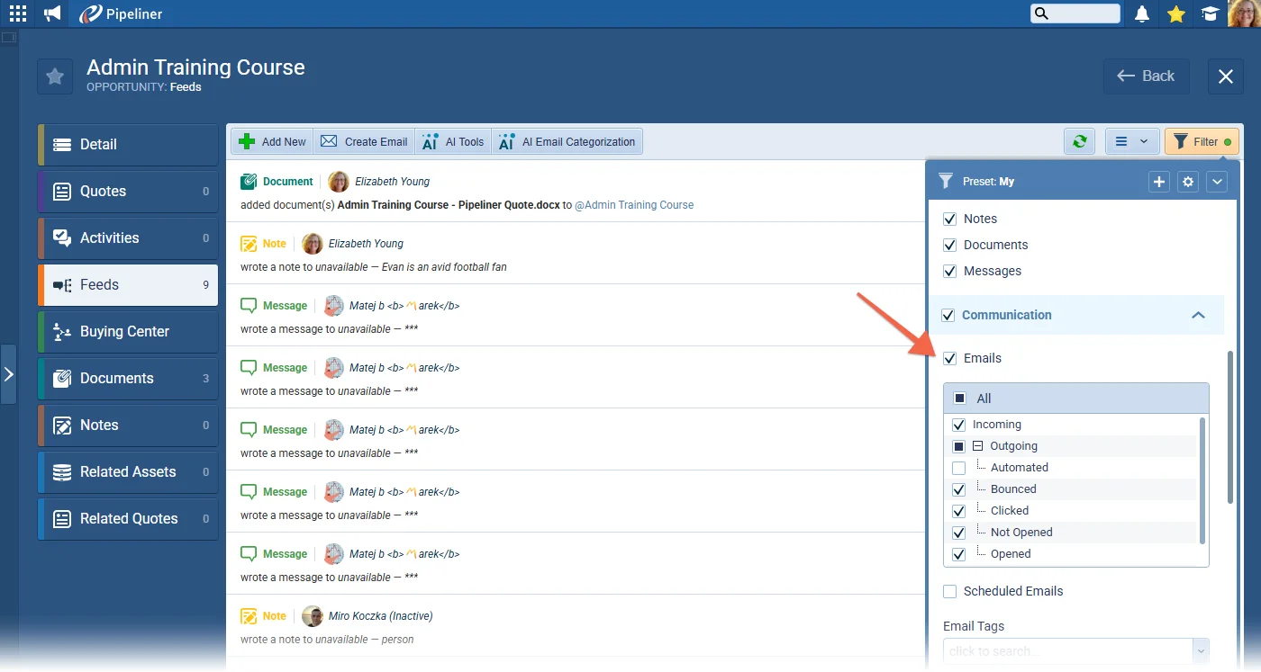 Feeds Tab: Remember Active Filter Preset per Entity