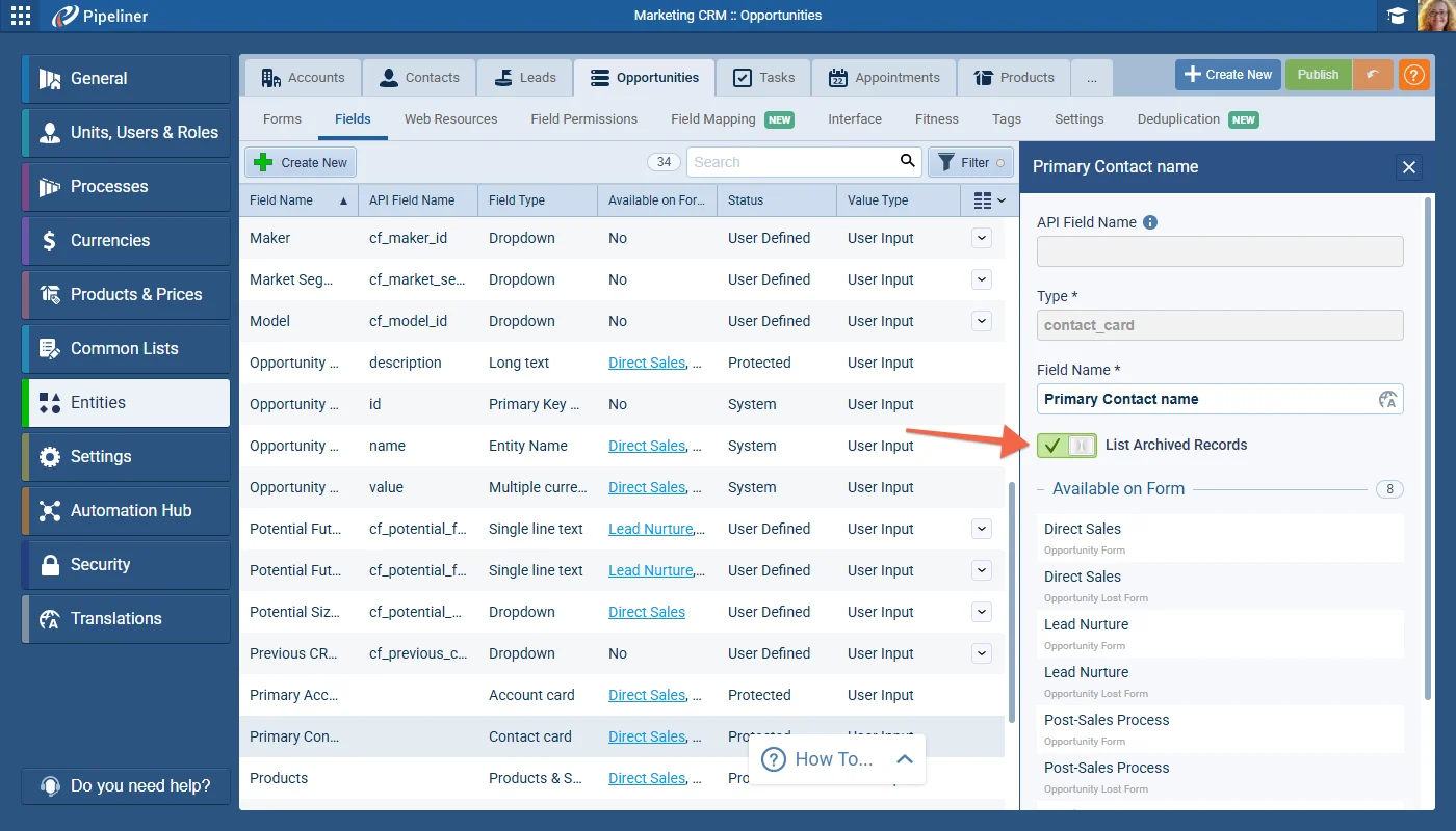 Option to not display archived records in search when linking records