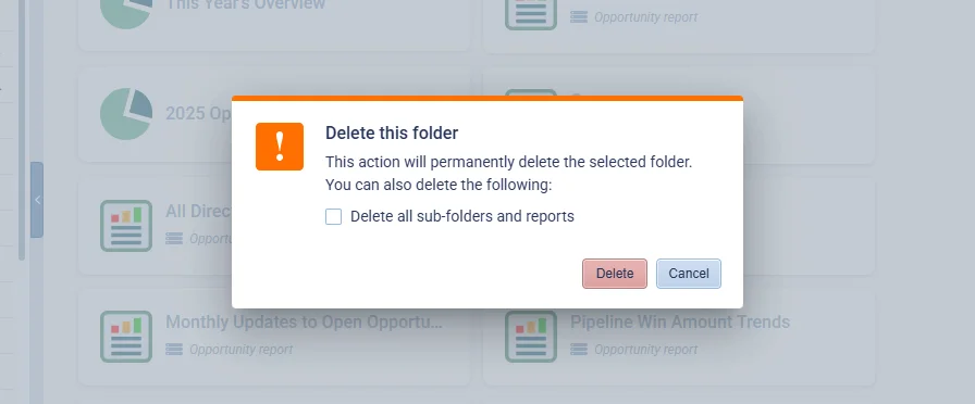 Reports Deletion when Folder is Deleted