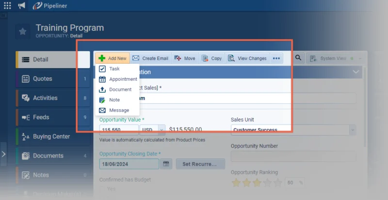 New actions in Record Detail & Feeds tab