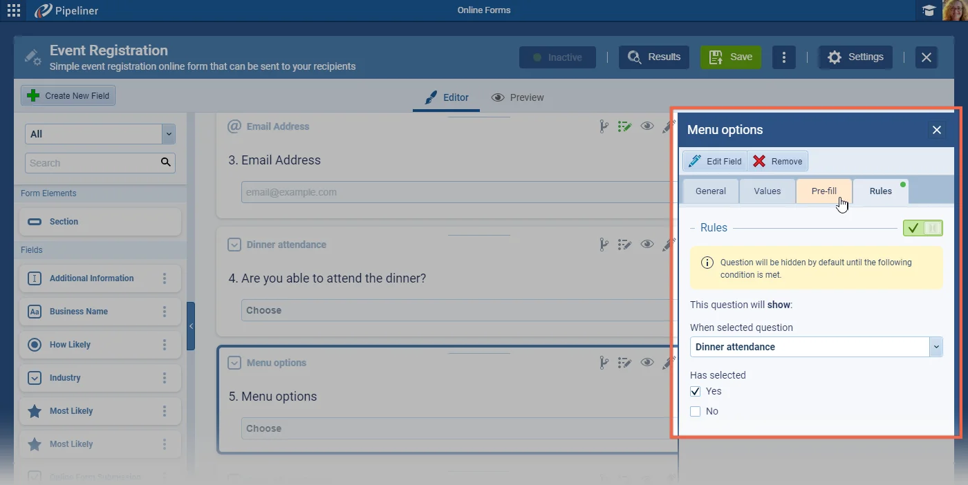 Online Forms › Conditional Fields