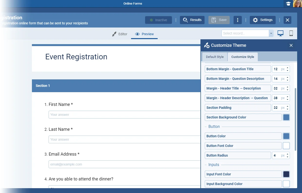 Online Forms › Visual Customization