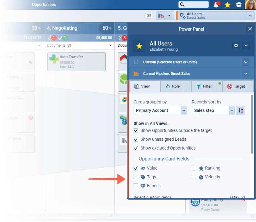 Power Panel: View Tabs Labels