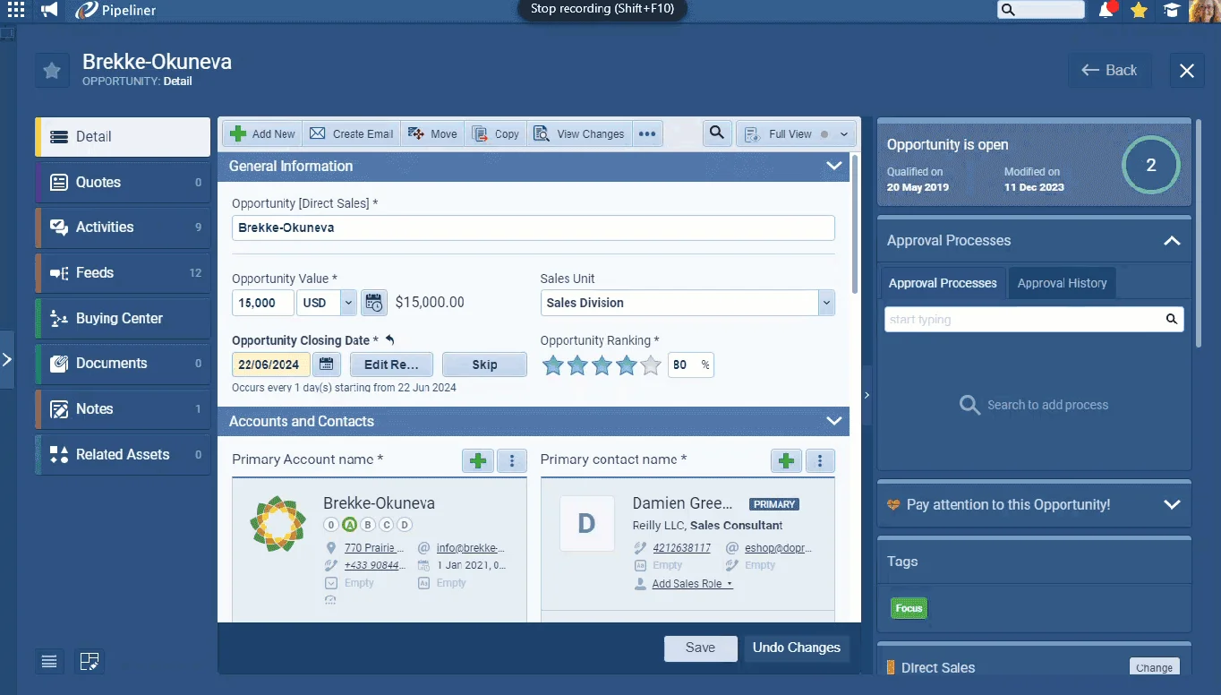 Task & Opportunity Recurrence Setting Update