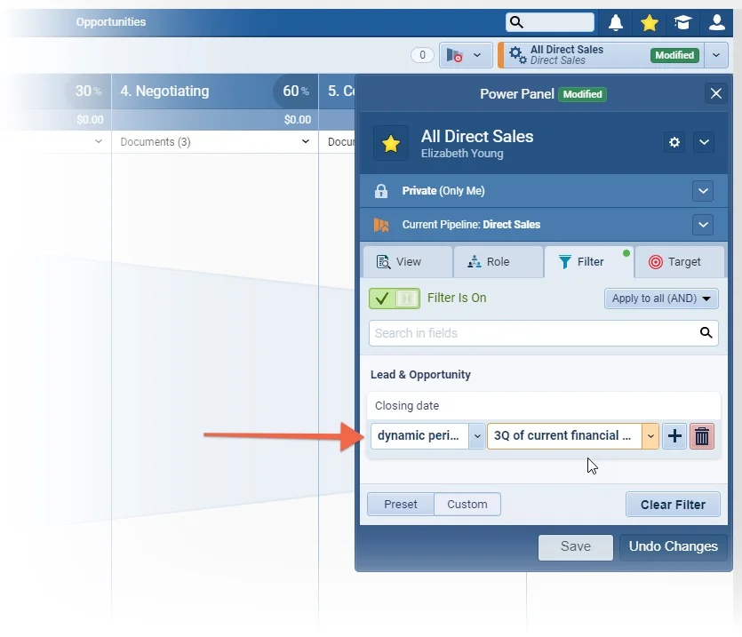 Add Financial Quarters to Dynamic Filter Conditions
