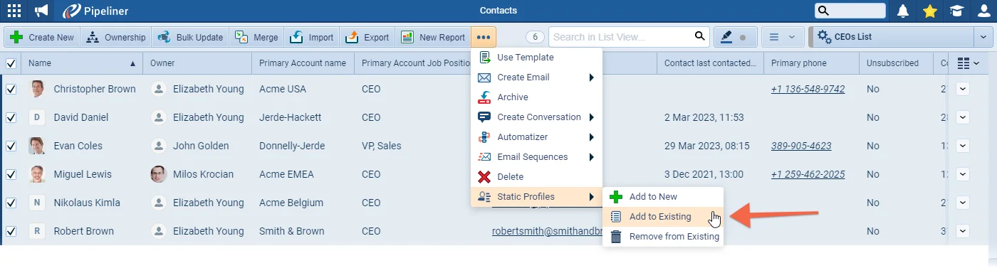 Static Profiles (Static Lists)