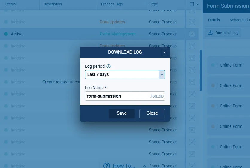 Automatizer and Related Logs Download Period Controls