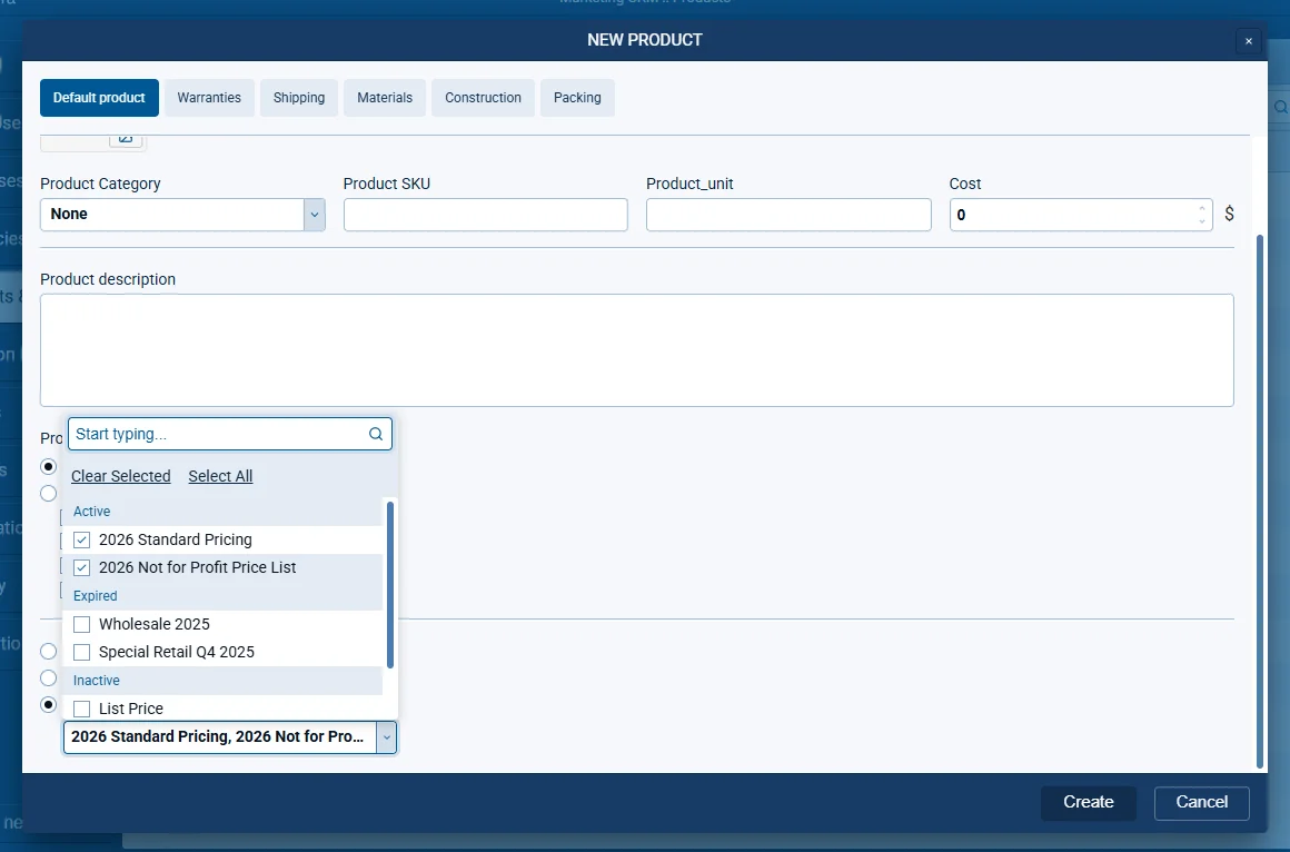 Product Creation and Import with Immediate Price List Assignment