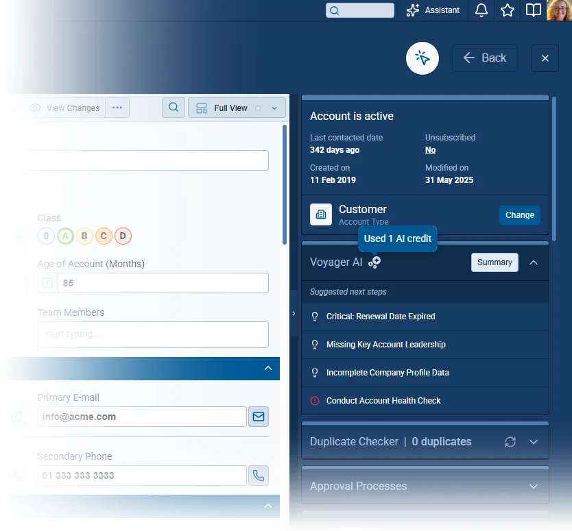 AI Record Widget Credit Visibility and Credit-Limit Messaging