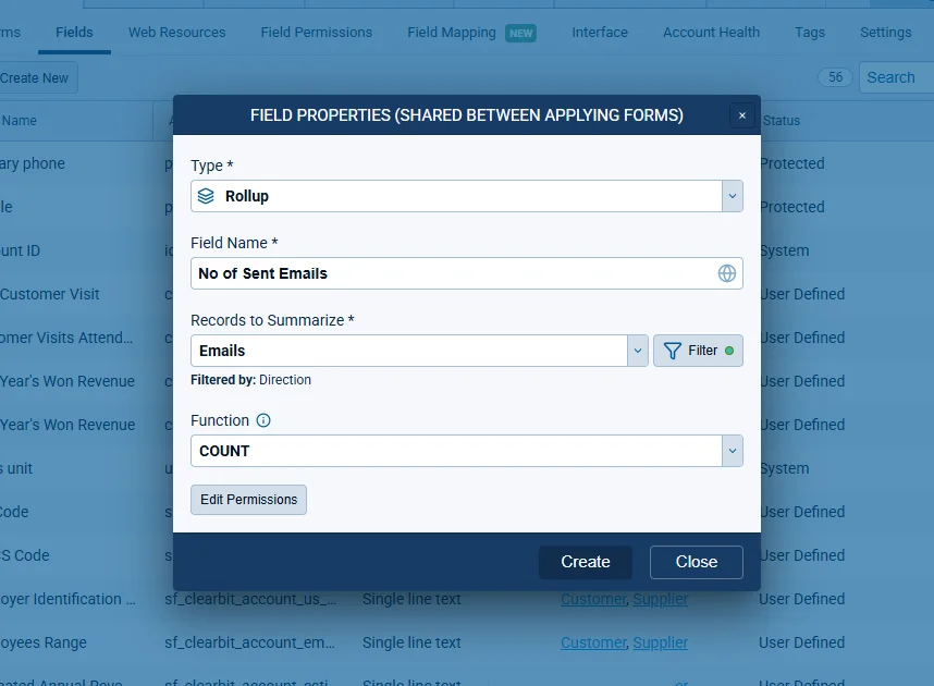 Rollup Field Expansion for Emails and Text Messages