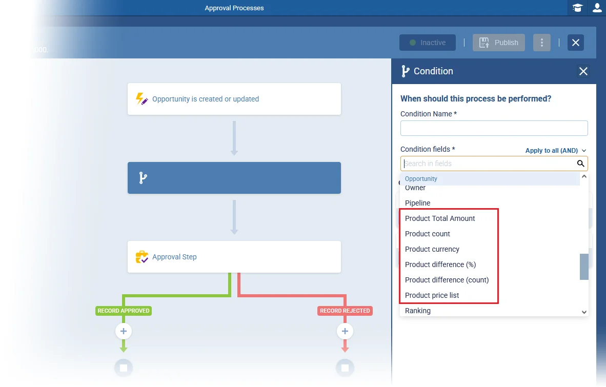 Product Fields In Approval Criteria For Quotes