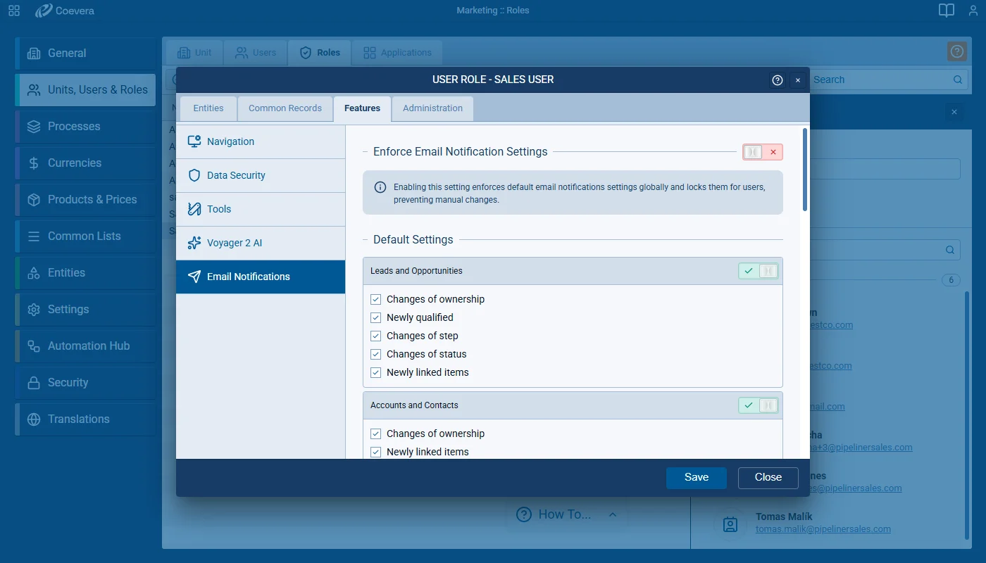 Setting Email Notification Settings by User Role