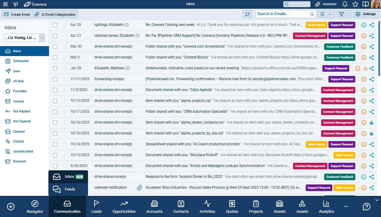 The Emails Preview Screen in Coevera