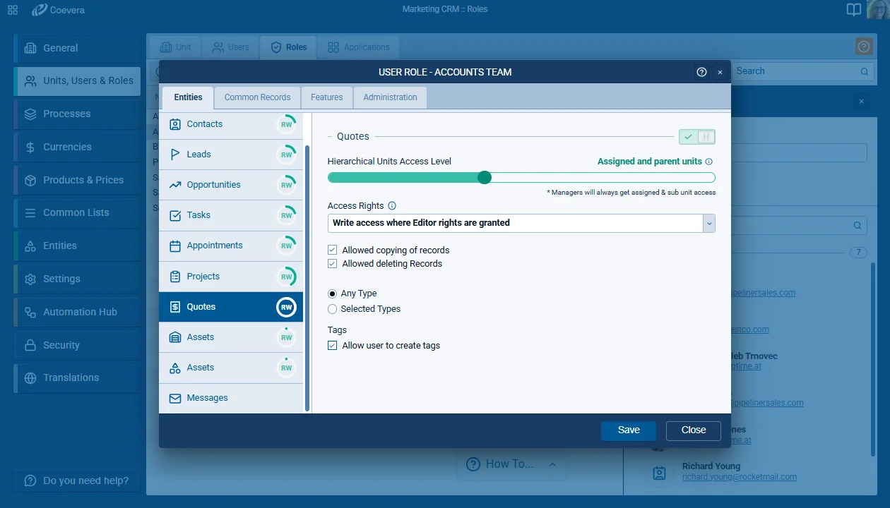 Tags on Quotes and Custom Entities