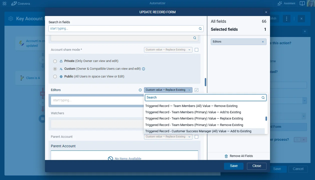 User Lookup Fields in Automatizer Filling Options