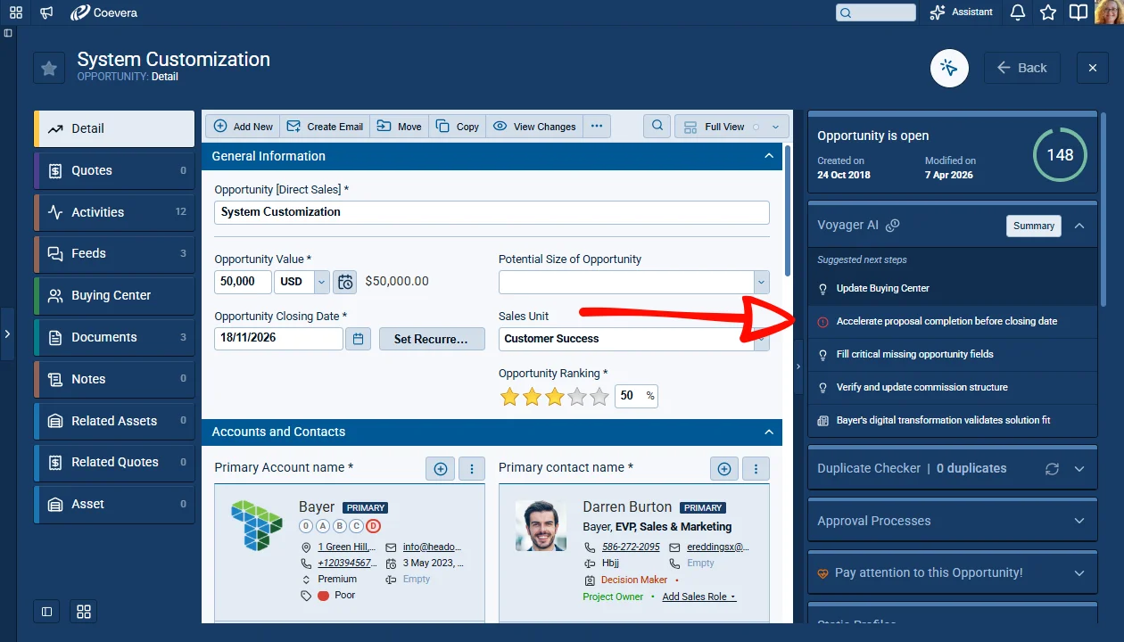 “Update Buying Center” enrichment suggestion