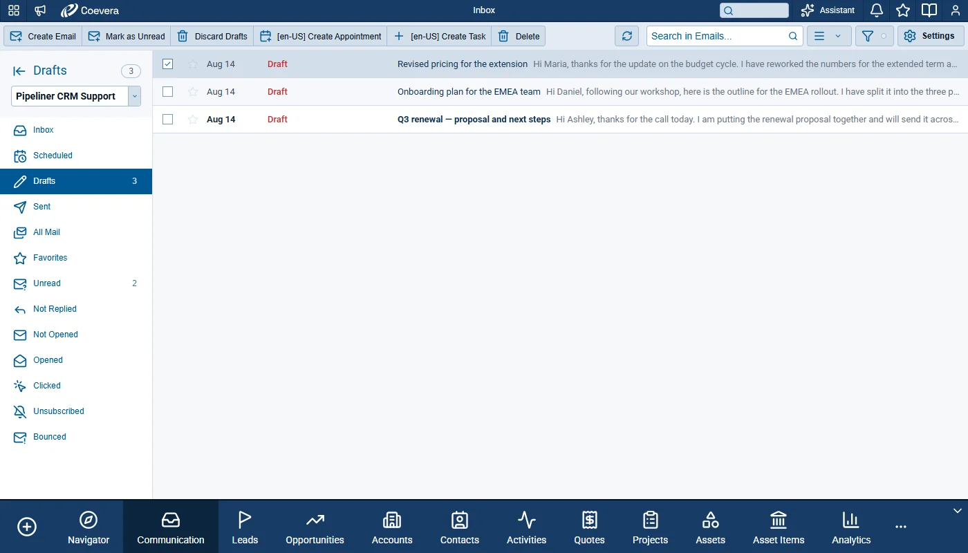 Drafts View
