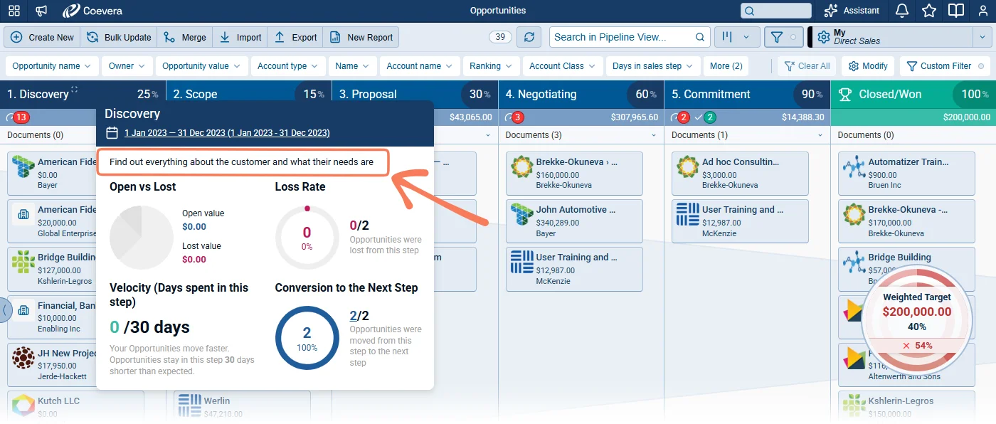 Step Description in the Sales Step Extract