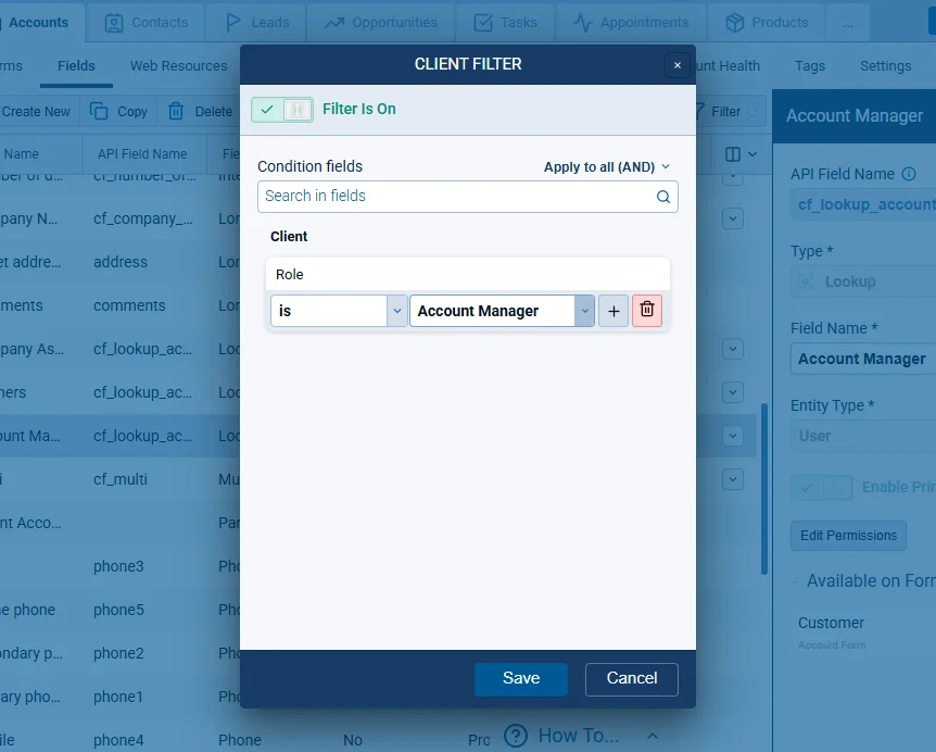 User Role on User Lookup Fields and Filters