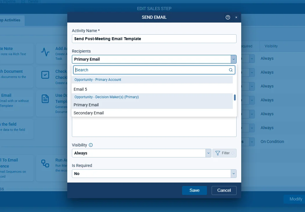 Step Activities: Send Email Recipients From Lookup Fields